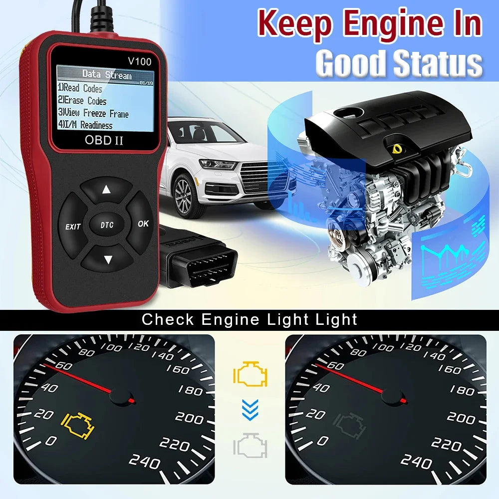 V100 Car Diagnostic Tools OBDII EOBD Auto Accessories Universal Plug and Play Digital Display OBD 2 Scanner OBD2 Code Reader