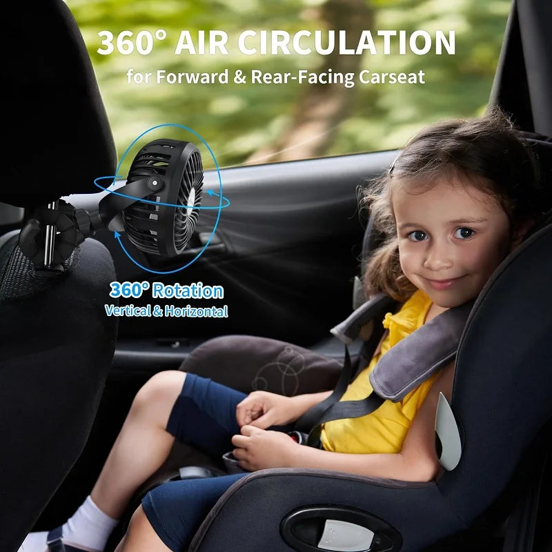 Mini Clip On Fan for Car Seat Crib Baby Stroller Fan Handheld Rechargeable USB Fan Small Cooling Fans Baby Stroller Accessories
