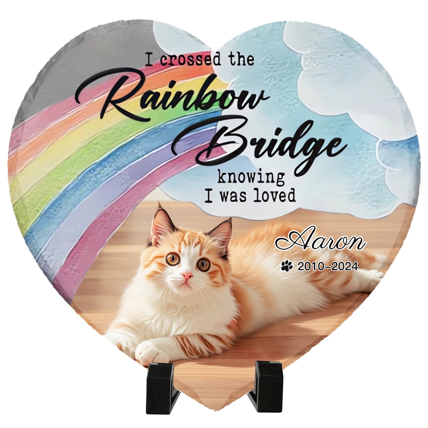 Personalized Pet Memorial Stone,Custom Cat Grave Marke Plaque With Photo&Name,Garden Slate Tombstone Pet Loss Remembrance Gift