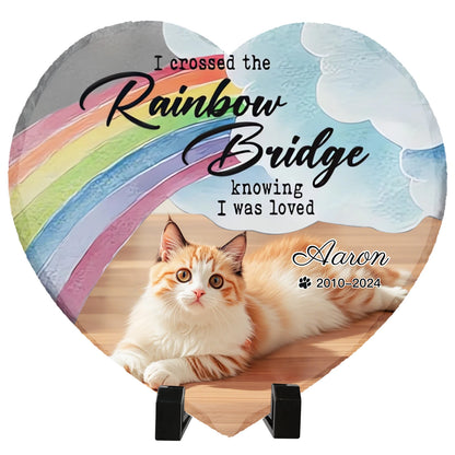 Personalized Pet Memorial Stone,Custom Cat Grave Marke Plaque With Photo&Name,Garden Slate Tombstone Pet Loss Remembrance Gift