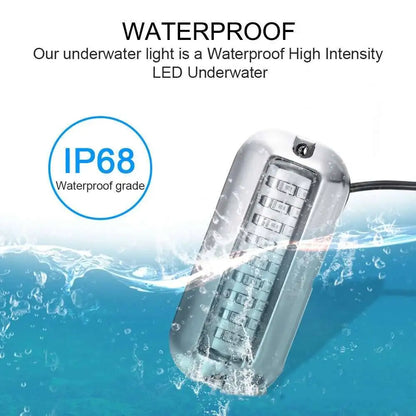 2PCS 27LED Blue/White/Red Stainless Waterproof Lights Underwater Pontoon For Marine Boat Transom&Blue Light Saig Lamp 50W