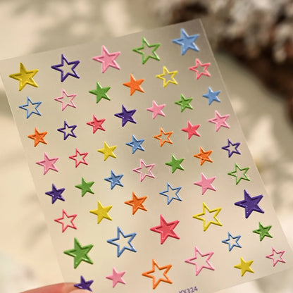 5D Starfish Fish Tail Small Fish Blue Bow Shell Silver Glitter Star Nail Art Stickers Ocean Fantasy Summer Nail Decals Manicure