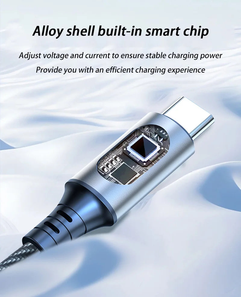 120W Cable Dual Digital Display Cable PD Fast Charging Highspeed Data Transfer USB Type C To Type-C Cable For Phone Macbook iPad