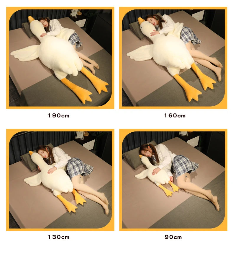 50-190cm Large Brown Hug Stuffed Animal Duck Kawaii Giant Goose Plush Toy Sleeping Pillow Big Soft Doll Party Gift for Boy Girls
