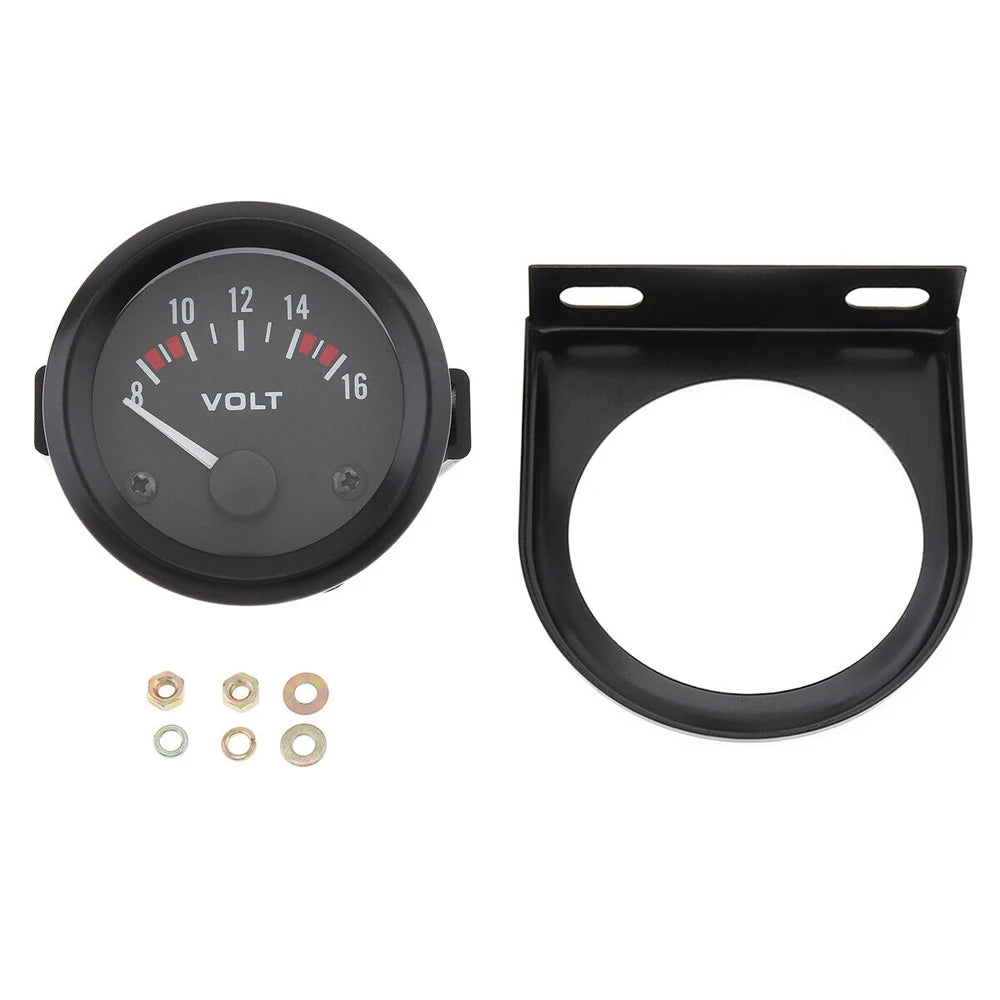 Universal 12V 2" 52mm Car Voltmeter 8-16V Pointer Volt Gauge Voltage LED Electrical Auto Meter