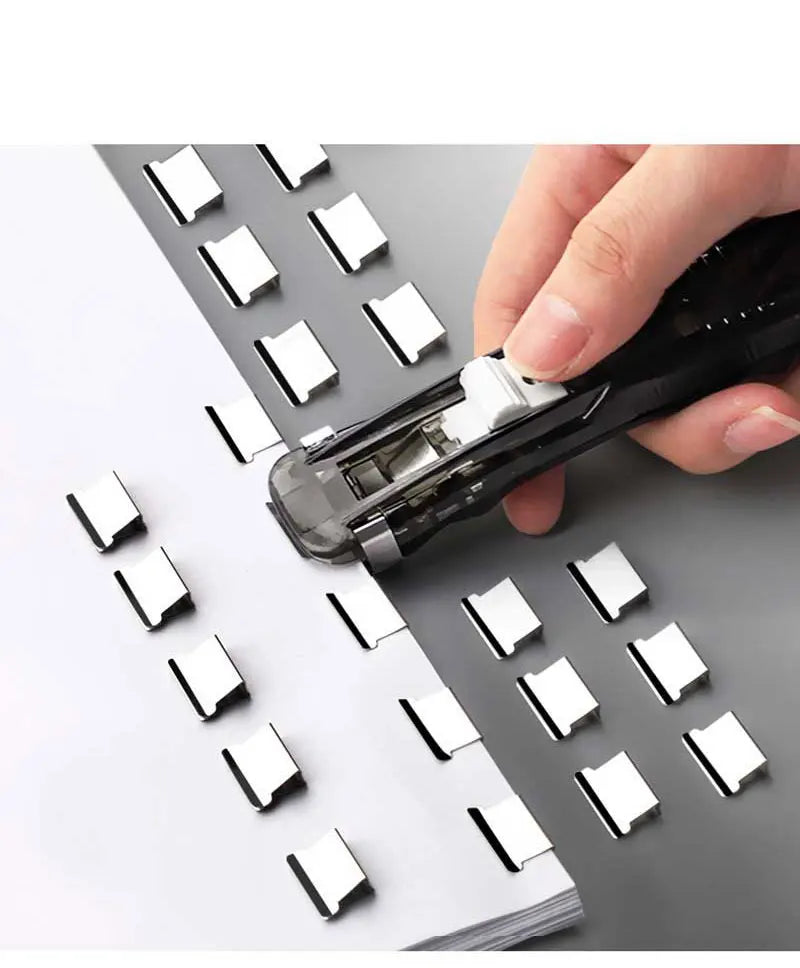 Mini Traceless Reusable Hand Clamp Push Stapler Paper Book File Office School Student Binder Binding Tools Supplies Accessories