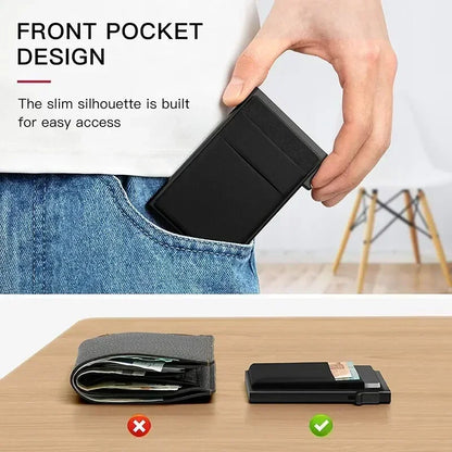 Unisex Anti Rfid Blocking Protected ID Credit Magic Card Holder Men Thin Slim Minimalist Smart Wallets Metal ID Cardholer Case