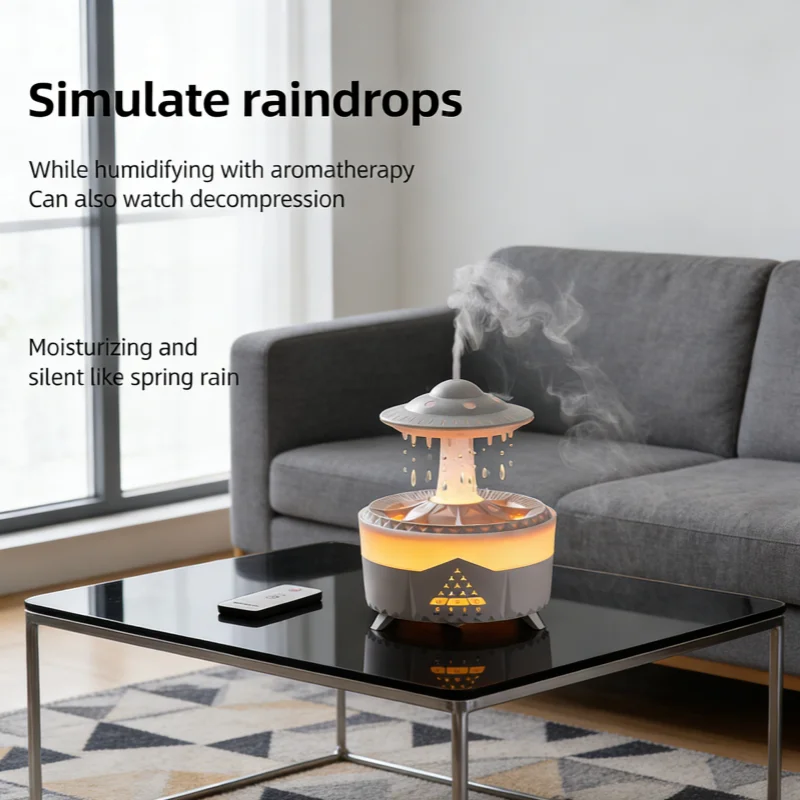Creative UFO Aroma Diffuser Sprayer Air Humidifier with Water Mist Ring Works with Essential Oil Releases Fine Water Mists