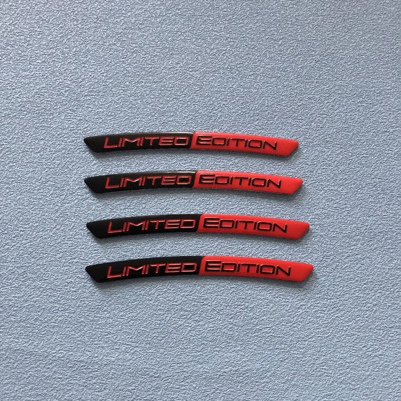 4PCS Aluminum Alloy Limited Edition Logo Car Hub Sticker Decal Tire Rim Decorative Strip Car Exterior General Accessories.