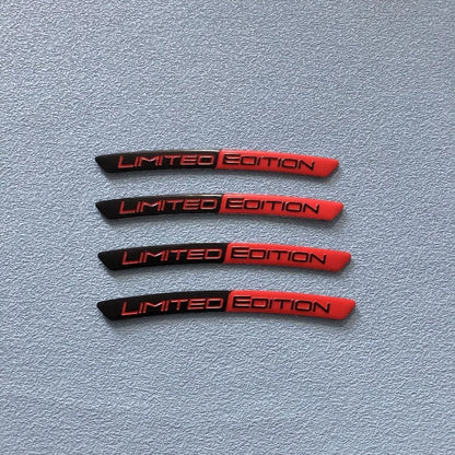 4PCS Aluminum Alloy Limited Edition Logo Car Hub Sticker Decal Tire Rim Decorative Strip Car Exterior General Accessories.