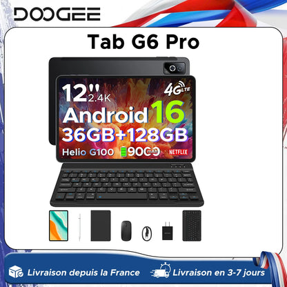 DOOGEE Tab G6 Pro Tablet PC Android 16 Gemini AI 12'' 2K Display 9000mAh Battery 8GB  RAM 128GB ROM Ultra-thin Body Smart Pad