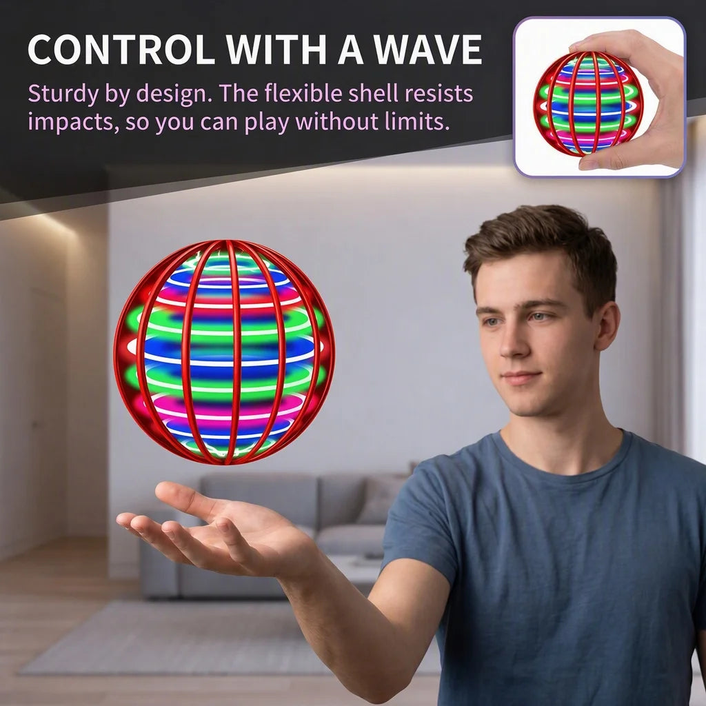 Pro Magic Flying Suspension Ball with Color LED & Auto 360° Gyro Spinner, Anti-Gravity Hover Orb, Outdoor Toy for Teens & Adults