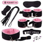 Hot Exotic Bed Bondage Set BDSM Kits Exotic Sex Toys For Women  Adults Games Leather Handcuffs Whip Gag Nipple Clamps Sex Shop