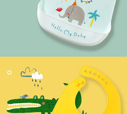 Soft Silicone Baby Bibs Boys Girls Stuff Waterproof Bib Feeding Infant Newborn Cartoon Aprons Toddlers Bibs Burp Cloths Bandana