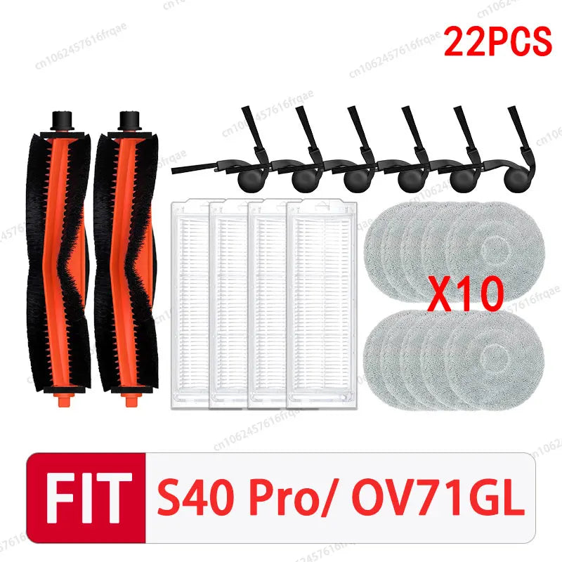 For Xiaomi S40 PRO / OV71GL Robot vacuum cleaner Accessories Main Side Brush Mop Cloth Filter Dust Bag Replacement Spare Parts