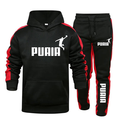 Autumn Winter Popular Mens Tracksuit Hooded Sweatshirts+Jogging Pants Set Daily Gym Outfits Casual Sports High Street Clothing