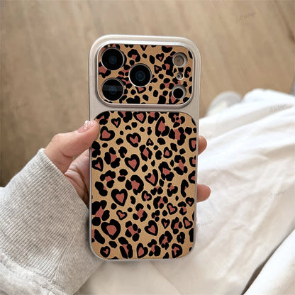 Luxury Leopard Print Cortex Leather Phone Case For iPhone 17 Pro Max 12 13 14 15 16 11 Cases Shockproof Bumper Back Cover Funda