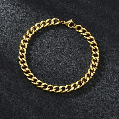 3.5-7MM Stainless Steel Chain Bracelets For Men Women Punk Curb Cuban Link Chain Bangle Fashion Party Never Fade Jewelry