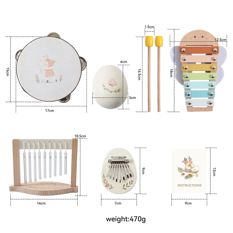Montessori Kids Musical Toys Wooden Educational Instruments Baby Percussion Instruments Music Station Newborn Birthday Gift