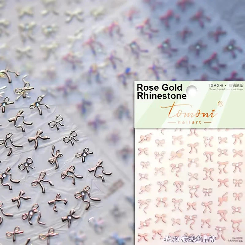 1pcs 5D Diamond Japanese White Lace Bow Nail Art Stickers Pearl Rhinestones Nail Decoration Adhesive Decals Slider DIY Accessory