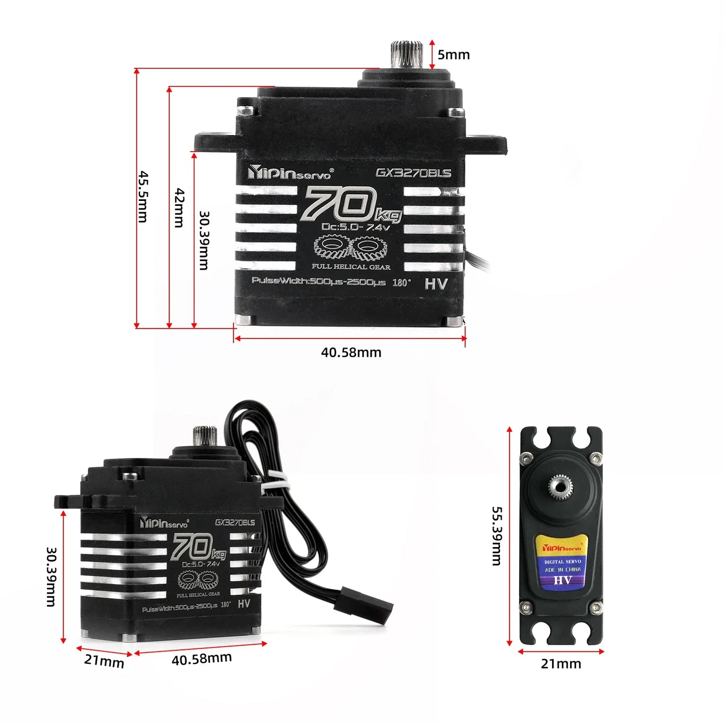 70kg Digital Servos Large Torque Magnetic Induct 8.4v Brushless Motor IP68 Steel Helical Gear For 1/8 1/10 Remote RC Car Robot