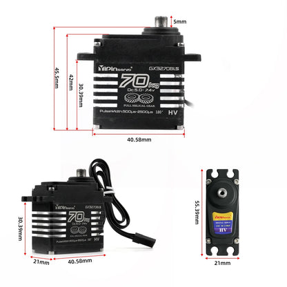 70kg Digital Servos Large Torque Magnetic Induct 8.4v Brushless Motor IP68 Steel Helical Gear For 1/8 1/10 Remote RC Car Robot