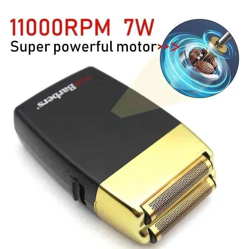 New 11000 RPM 7W Pop Barbers P620 Professional Electric Men's Beard Trimmer Double Foil Shaver Electric Shaver USB Hair Clipper