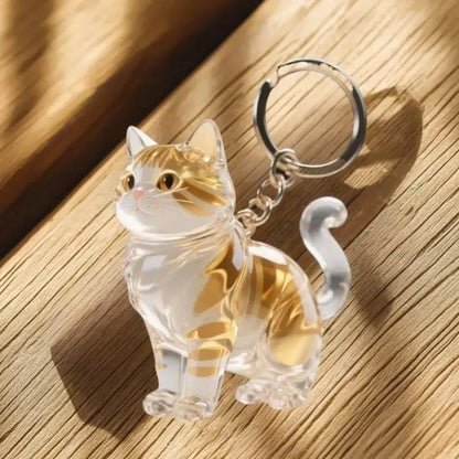 Cute Animal Fur Capsule Keychain, Transparent Cat Hair Bag Pendant, Souvenir Collection and Gift Decorative Accessory