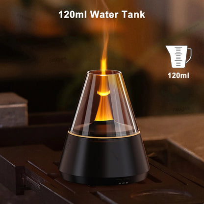 Flame Humidifier Essential Oil Diffuser Aroma Air Humidifier Fragrance Diffuser for Home Aromatherapy Diffuser with Night Light