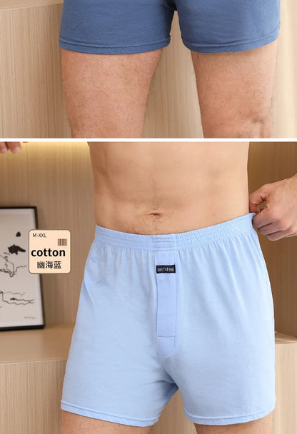 1PCS Men's Underwear Aro Pants Pure Cotton Home Sleeping Pants Loose Breathable Men's High Waisted Four Corner Boxers Shorts