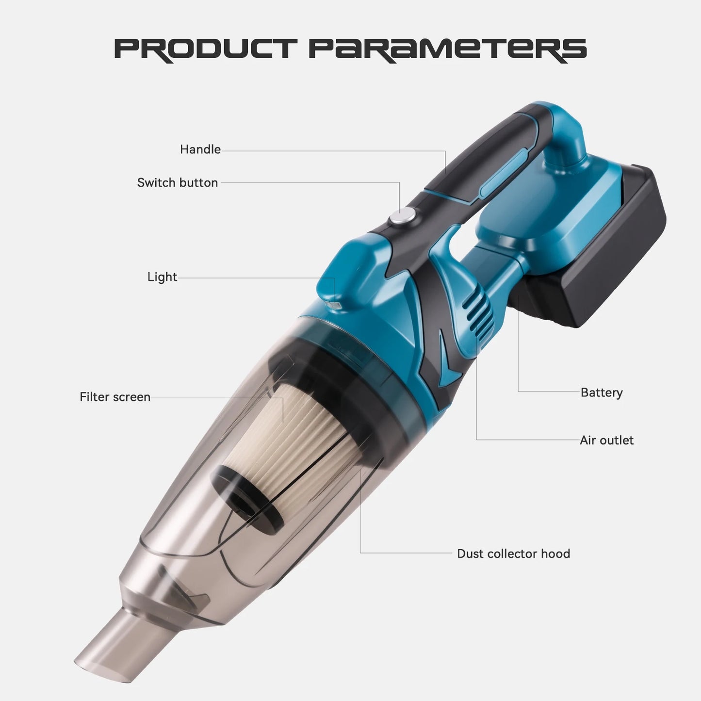 Podofo 18V Rechargeable Cordless Handheld Vacuum Cleaner Wet & Dry Dual Use With 4 Multifunctional Nozzles Portable Dust Remover For Household Car Interior And Pet Hair Cleaning