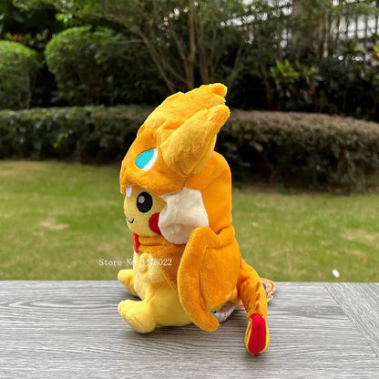 4 Styles Cosplay Pokemon Plush Mega Shiny Charizard XY Pikachu Cloak Stuffed Toy Cartoon Soft Doll