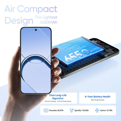 2026 New realme 16 5g Smartphone Europe Version MediaTek Dimensity 6400 Turbo Chip 6.57' 120Hz AMOLED Display 6550Mah Titan Battery 45W Fast Charge Ip69