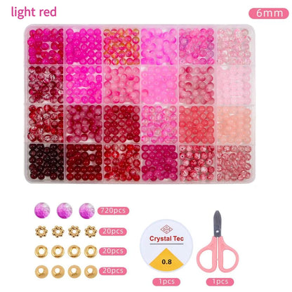DIY Bracelet Making 6mm Glass Loose Beads Full Set Jewelry Accessories Beading Supplies for Handmade Ornament Creation