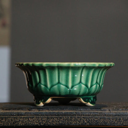 Chinese Style Purple Sand Flowerpot Home Desktop Ceramic Bonsai Pot Small Portable Handmade Succulent Glaze Flower Pots LC373