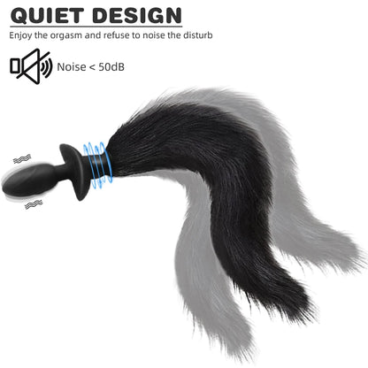 Remote Control Anal Plug Vibrator Real Fox Tail Cosplay Butt Plug Female Masturbator Swing Tail Adult Products Sex Toy for Woman