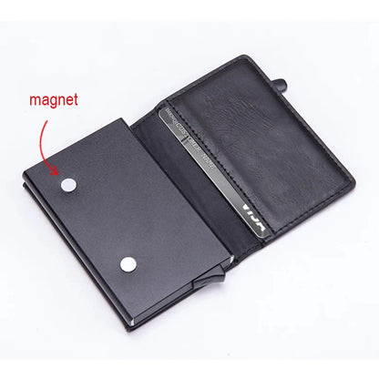 Pop Up Credit Card Holder Wallets Men Slim Rfid Blocking CardHolder Wallet for Men Card Money Bag Purse PU Leather Short Wallets