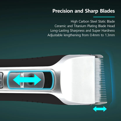 Professional Hair Clipper Titanium Ceramic Blade Hair Trimmer LCD Display Strong Power Salon Barber Hair Cutting Machine For Men