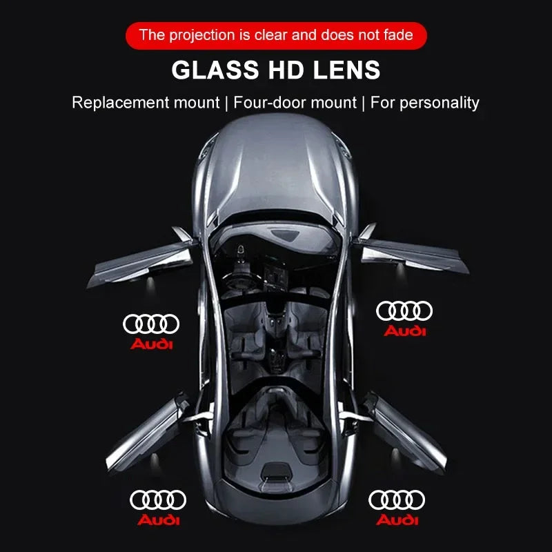 2PCS Car Door LED Light Logo Laser Projector Welcome Light For Audi sline TT Q2 Q3 Q5 Q7 Q8 A3 A4 A5 A6 A7 R8 B5 B6 B7 B8 C5 C6