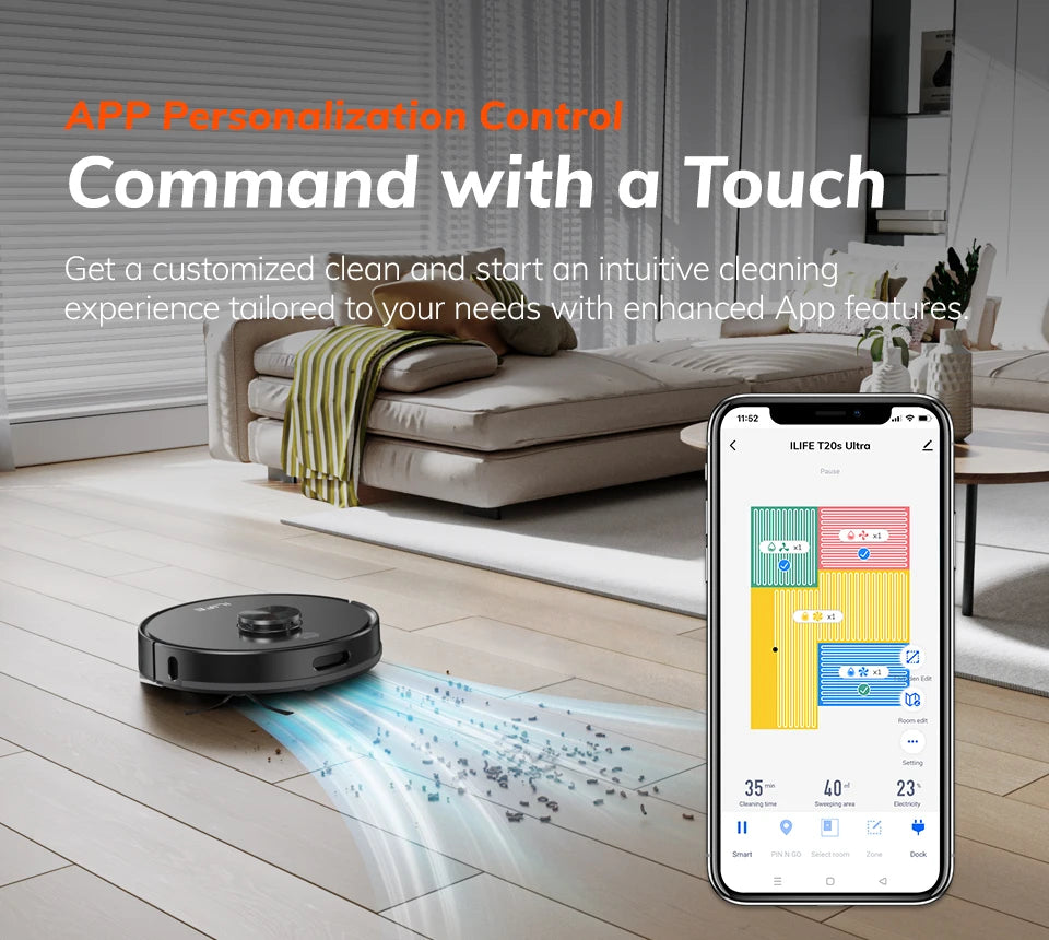 ILIFE T20s Ultra Robot Vacuum Cleaner with Self-Emptying Station, 10000Pa Suction, 4600mAh Battery, 300 Min Max Runtime