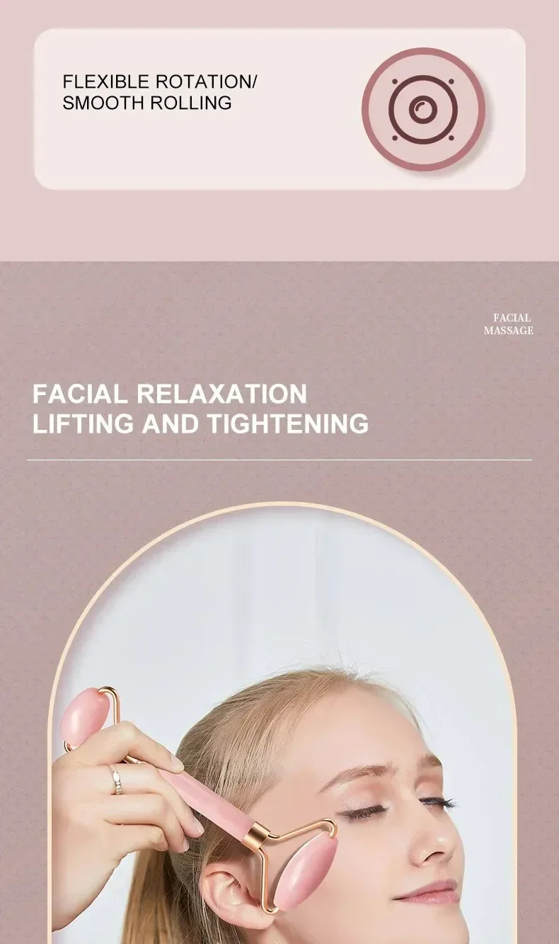 Facial Massage Roller With Gua Sha Stone Multifunctional Massager For Body Eye Acupoint Relief Anti-Aging Daily Skin Care Tools