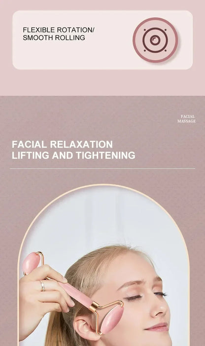 Facial Massage Roller With Gua Sha Stone Multifunctional Massager For Body Eye Acupoint Relief Anti-Aging Daily Skin Care Tools