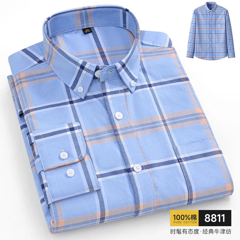 The new 10XL and 11XL oversized Oxford fabric men's shirt is 100% pure cotton, fashionable, casual and business without ironing