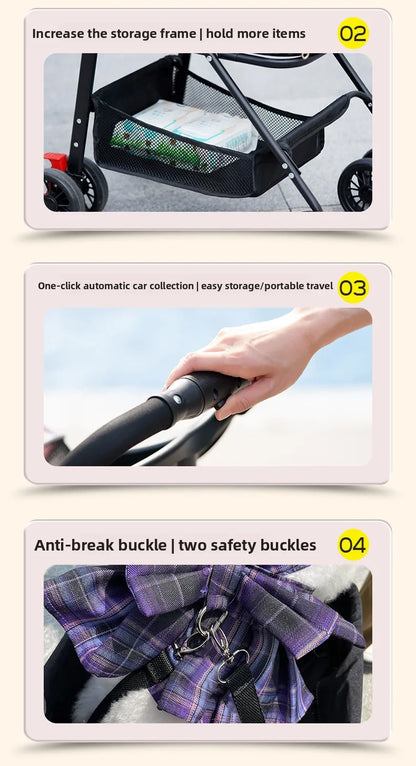 Pet cart Lightweight foldable out Pet cart Small dog cart Separable basket pet carriers and travel gear