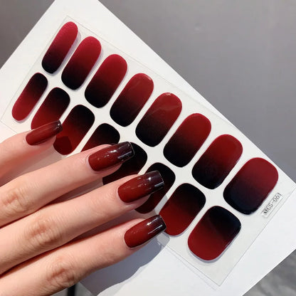Semi-cured Gel Nail Stickers Solid Color Nail Semi-baked Tips Full Paste Nail Decals UV Lamp Need