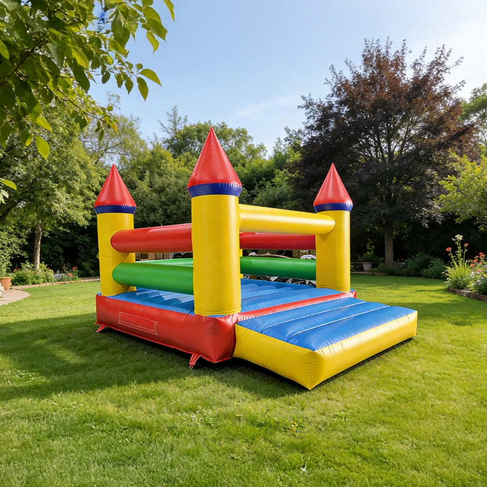 Kids Inflatable Bounce Castle with Reinforced Safety Barriers Outdoor Jumping Bouncer for Family Parties Backyard Entertainment