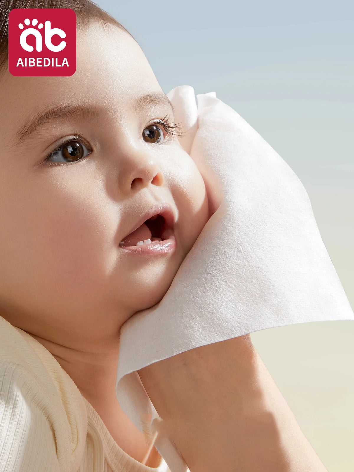 100% Cotton Dry Wipes Sensitive+ Newborn Baby Wipes, 3-In-1 Cleans Cares Protects Unscented Hypoallergenic Thick Facial Towels