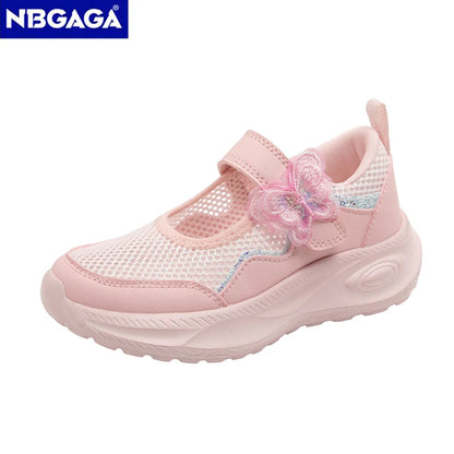 Summer Casual Shoes For Girls Mesh Breathable Children's Sneakers Cute Pink Anti-slippery Student Walking Footwear