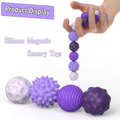 Fidget Toys Magnetic Stress Balls for Adults Silicone Stress Relief Sensory Toy Finger Toy for Office Decoration 4 Fun Textures