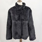Women Real Rabbit Fur Coat High Collar Winter Jacket Make of One Rabbit Fur Cross Mink Pattern